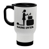 Woman Game Over, Stainless steel travel mug with lid, double wall (warm) white 450ml