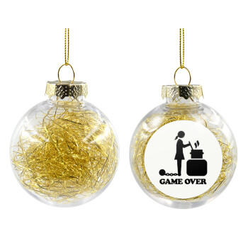 Woman Game Over, Χριστουγεννιάτικη μπάλα δένδρου διάφανη με χρυσό γέμισμα 8cm