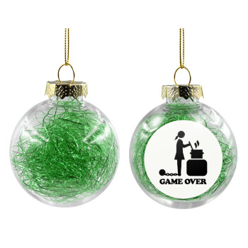 Woman Game Over, Χριστουγεννιάτικη μπάλα δένδρου διάφανη με πράσινο γέμισμα 8cm