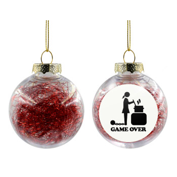 Woman Game Over, Χριστουγεννιάτικη μπάλα δένδρου διάφανη με κόκκινο γέμισμα 8cm