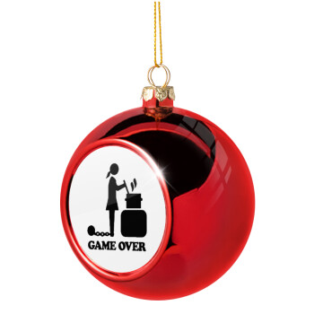 Woman Game Over, Χριστουγεννιάτικη μπάλα δένδρου Κόκκινη 8cm