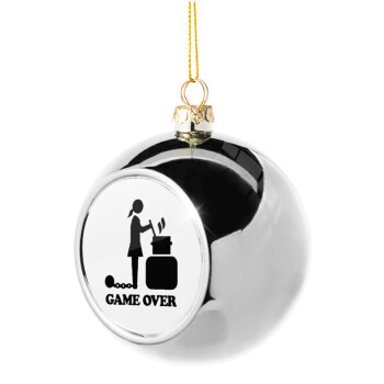 Woman Game Over, Χριστουγεννιάτικη μπάλα δένδρου Ασημένια 8cm
