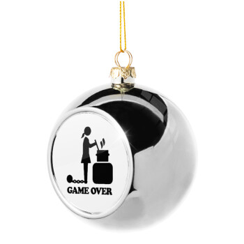 Woman Game Over, Silver 8cm Christmas tree ball ornament