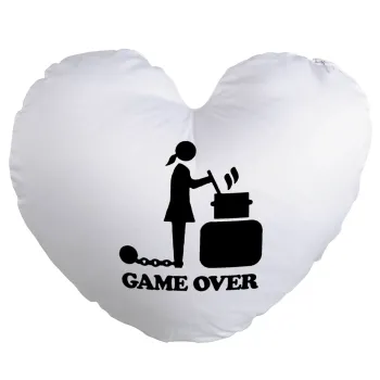 Woman Game Over, Μαξιλάρι καναπέ καρδιά 40x40cm περιέχεται το  γέμισμα