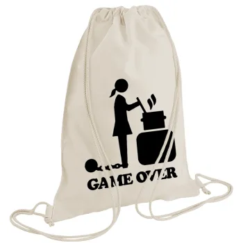 Woman Game Over, Backpack bag GYMBAG natural (28x40cm)