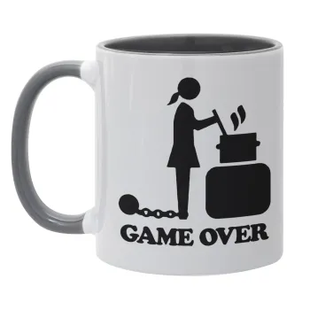 Woman Game Over, Κούπα χρωματιστή γκρι, κεραμική, 330ml