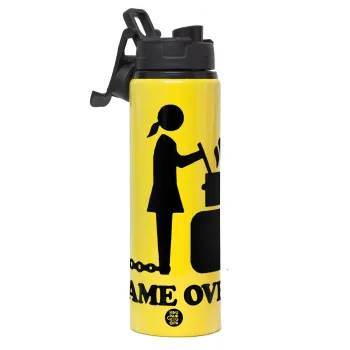 Woman Game Over, Metallic water bottle with safety lid, 850ml aluminum