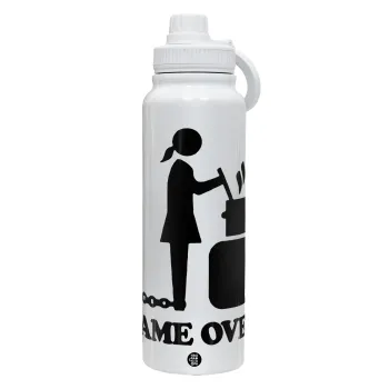 Woman Game Over, Θερμός 1L Ανοξείδωτο με Βάση Κινητού & Διπλά Τοιχώματα