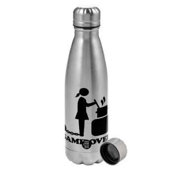 Woman Game Over, Metallic water bottle, stainless steel, 750ml