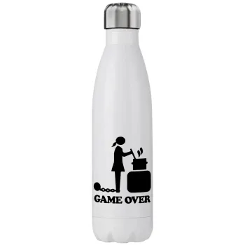 Woman Game Over, Μεταλλικό παγούρι θερμός (Stainless steel), διπλού τοιχώματος, 750ml