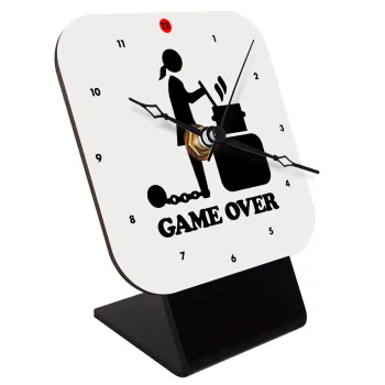 Woman Game Over, Quartz Wooden table clock with hands (10cm)