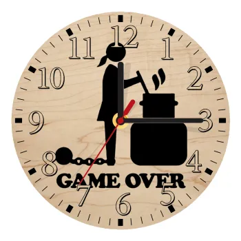 Woman Game Over, Ρολόι τοίχου ξύλινο plywood (20cm)