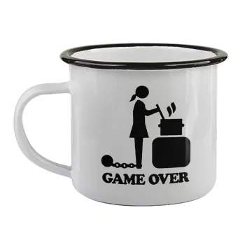 Woman Game Over, Κούπα εμαγιέ με μαύρο χείλος 360ml