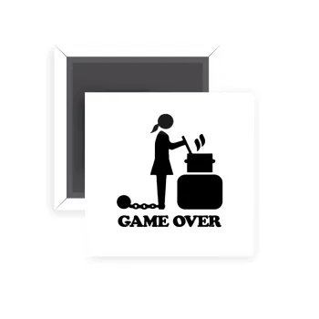 Woman Game Over, Μαγνητάκι ψυγείου τετράγωνο διάστασης 5x5cm