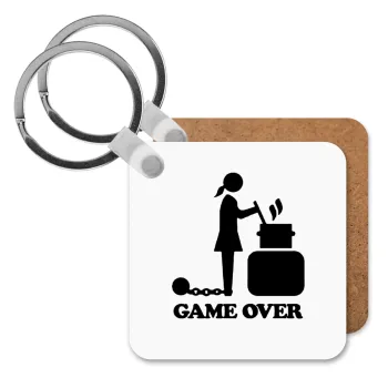 Woman Game Over, Μπρελόκ Ξύλινο τετράγωνο MDF