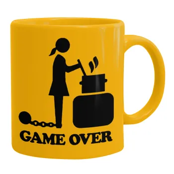 Woman Game Over, Κούπα, κεραμική κίτρινη, 330ml