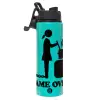 Metallic water bottle with safety lid, 850ml aluminum