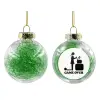 Transparent Christmas tree ball ornament with green filling 8cm