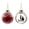 Transparent Christmas tree ball ornament with red filling 8cm