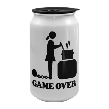 Woman Game Over, Κούπα ταξιδιού μεταλλική με καπάκι (tin-can) 500ml
