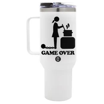 Woman Game Over, Mega Tumbler με καπάκι, διπλού τοιχώματος (θερμό) 1,2L
