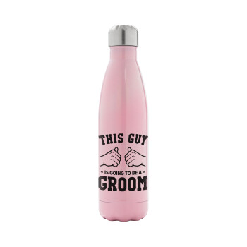 This Guy is going to be a GROOM, Metal mug thermos Pink Iridiscent (Stainless steel), double wall, 500ml