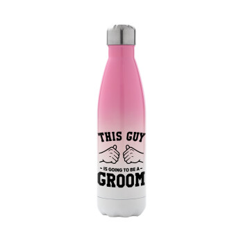 This Guy is going to be a GROOM, Metal mug thermos Pink/White (Stainless steel), double wall, 500ml
