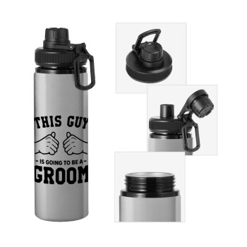 This Guy is going to be a GROOM, Metallic water bottle with safety cap, 850ml aluminum