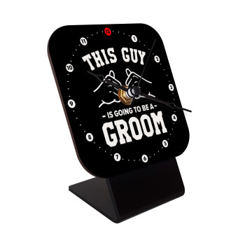 This Guy is going to be a GROOM, Quartz Wooden table clock with hands (10cm)