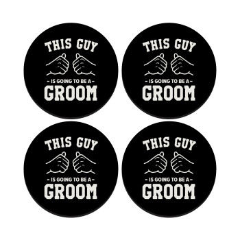 This Guy is going to be a GROOM, SET of 4 round wooden coasters (9cm)