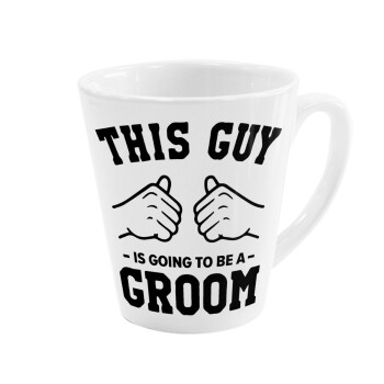 This Guy is going to be a GROOM, Κούπα κωνική Latte Λευκή, κεραμική, 300ml