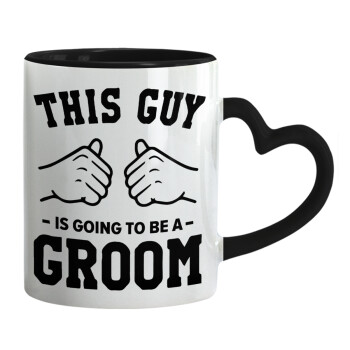 This Guy is going to be a GROOM, Mug heart black handle, ceramic, 330ml