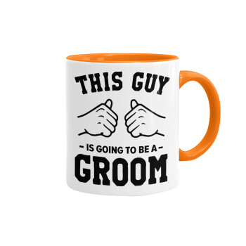 This Guy is going to be a GROOM, Mug colored orange, ceramic, 330ml