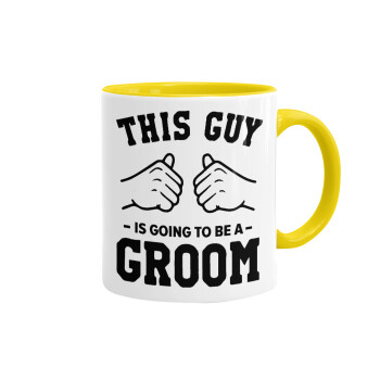 This Guy is going to be a GROOM, Mug colored yellow, ceramic, 330ml