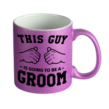 This Guy is going to be a GROOM, Κούπα Μωβ Glitter που γυαλίζει, κεραμική, 330ml