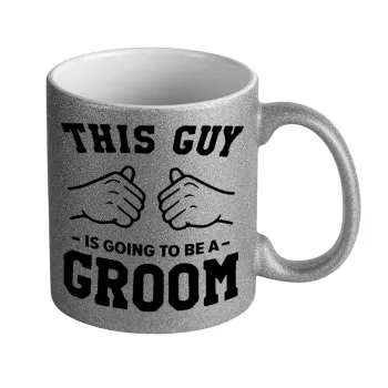 This Guy is going to be a GROOM, Κούπα Ασημένια Glitter που γυαλίζει, κεραμική, 330ml