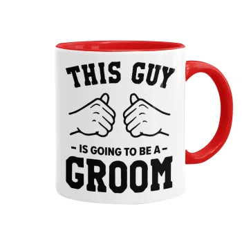 This Guy is going to be a GROOM, Κούπα χρωματιστή κόκκινη, κεραμική, 330ml