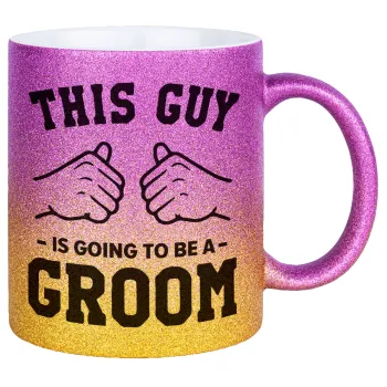 This Guy is going to be a GROOM, Κούπα Χρυσή/Ροζ Glitter, κεραμική, 330ml
