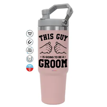 This Guy is going to be a GROOM, Pink color, 890ml (30oz) stainless Steel Tumbler with Handle