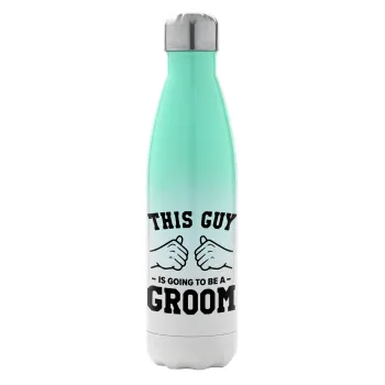 This Guy is going to be a GROOM, Μεταλλικό παγούρι θερμός Πράσινο/Λευκό (Stainless steel), διπλού τοιχώματος, 500ml