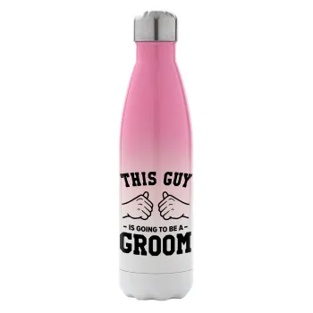 This Guy is going to be a GROOM, Metal mug thermos Pink/White (Stainless steel), double wall, 500ml