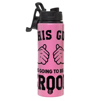 This Guy is going to be a GROOM, Μεταλλικό παγούρι νερού με καπάκι ασφαλείας, αλουμινίου 850ml