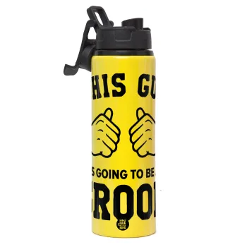 This Guy is going to be a GROOM, Μεταλλικό παγούρι νερού με καπάκι ασφαλείας, αλουμινίου 850ml