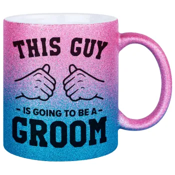 This Guy is going to be a GROOM, Κούπα Χρυσή/Μπλε Glitter, κεραμική, 330ml