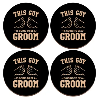 This Guy is going to be a GROOM, ΣΕΤ x4 Σουβέρ ξύλινα στρογγυλά plywood (9cm)