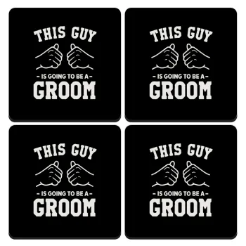 This Guy is going to be a GROOM, ΣΕΤ 4 Σουβέρ ξύλινα τετράγωνα (9cm)