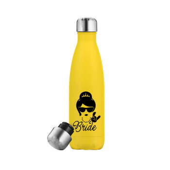Bride hands, Yellow Stainless Steel Metallic Thermos, double-walled, 500ml