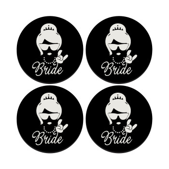 Bride hands, ΣΕΤ 4 Σουβέρ ξύλινα στρογγυλά (9cm)