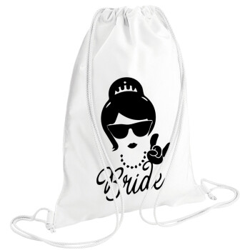 Bride hands, Τσάντα πλάτης πουγκί GYMBAG λευκή (28x40cm)