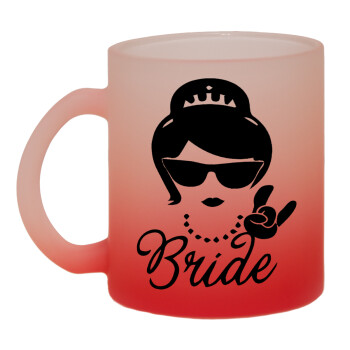 Bride hands, Κούπα γυάλινη δίχρωμη με βάση το κόκκινο ματ, 330ml